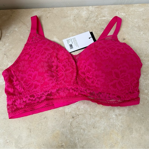 Knix Shocking pink no underwire lace bustier size XXL women’s bra NWT! - Picture 4 of 9